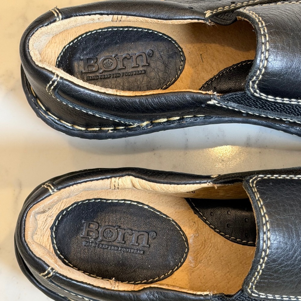 Born Women's Black Pebbled Leather Slip On Comfort Loafers Size 6 NWOB - Picture 6 of 7